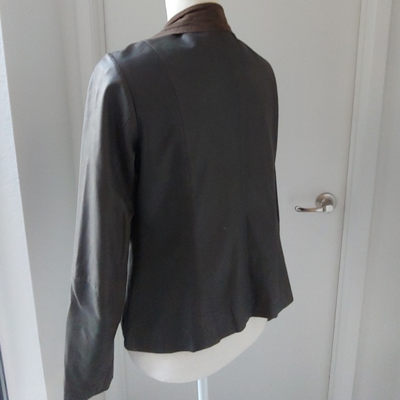 ❤️SOLD❤️Aqua Brown Leather Waterfall Jacket - Picture 4 of 5